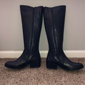 Black leather boots